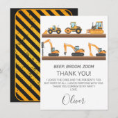 Jongens bouwvoertuigen Verjaardag Dank je creditca Kaart (Voorkant / Achterkant)