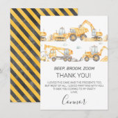 Jongens bouwvoertuigen Verjaardag Dank je creditca Kaart (Voorkant / Achterkant)