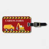 Jongens Bouwwagens Gepersonaliseerde Rode Kinderen Bagagelabel (Voorkant horizontaal)