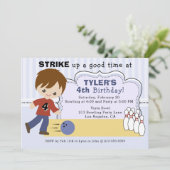 Jongens Bowling Alley verjaardagsfeestje uitnodigi Kaart (Staand voorkant)