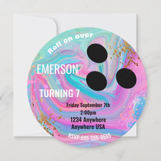 Jongens BOWLING BAL, bowlen, Glow verjaardagsfeest Kaart (Voorkant)