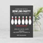 Jongens Bowling Pin Verjaardagsfeestje Kaart (Staand voorkant)