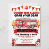 Jongens Brandweerwagen Verjaardagsfeestje Kaart (Voorkant)