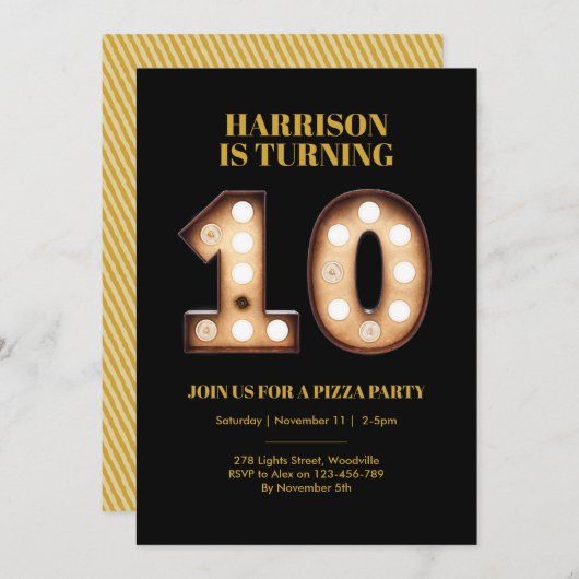 Jongens Bright licht 10e verjaardag uitnodiging (Voorkant / Achterkant)