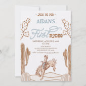 Jongens Bronco Eerste Rodeo 1e verjaardag Uitnodig Kaart (Voorkant)