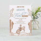 Jongens Bronco Eerste Rodeo 1e verjaardag Uitnodig Kaart (Staand voorkant)