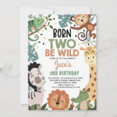 Jongens Brown Green Born Two Be Wild 2e verjaardag Kaart (Voorkant)