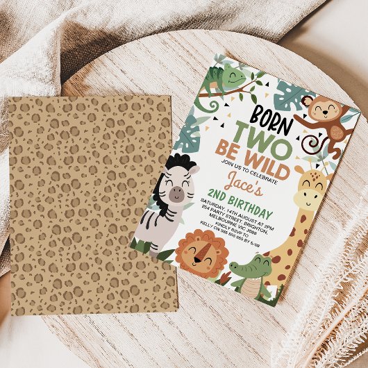 Jongens Brown Green Born Two Be Wild 2e verjaardag Kaart