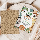 Jongens Bruin Groen Vier Ooit Wilde 4e Verjaardag Kaart