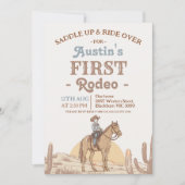 Jongens Bruin Western Cowboy Eerste Rodeo 1e Verja Kaart (Voorkant)