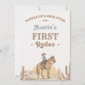 Jongens Bruin Western Cowboy Eerste Rodeo 1e Verja Kaart (Achterkant)