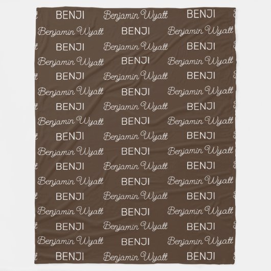 Jongens Bruine Persoonlijke Script Naam Fleece Deken (Voorkant)