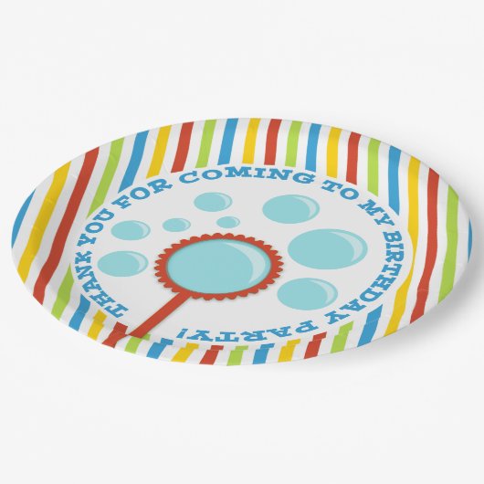 Jongen's Bubble Party Birthday Papieren Bordje (Gekanteld)