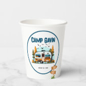 Jongens  camper outdoor camping verjaardag papieren bekers (Achterkant)