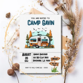 Jongens Camping Avontuur Verjaardag Slumber Party Kaart