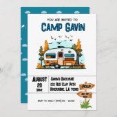 Jongens Camping Avontuur Verjaardag Slumber Party Kaart (Voorkant / Achterkant)