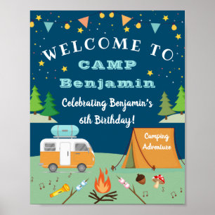 Jongens Camping Birthday Camp Out Party Welcome Poster