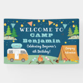 Jongens Camping Birthday Camp Out Party Welcome Spandoek (Horizontaal)