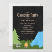 Jongens Camping Party | Uitnodiging voor verjaarda (Voorkant)