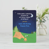 Jongens Camping Sleepover Verjaardagsfeest Uitnodi Kaart (Staand voorkant)