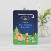 Jongens Camping Sleepover Verjaardagsfeest Uitnodi Kaart (Staand voorkant)