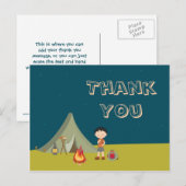 Jongen's camping verjaardagsfeestje bedankt kaarte briefkaart (Voorkant / Achterkant)