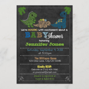 Jongens Chalkboard Dinosaur Baby Shower-uitnodigin Kaart