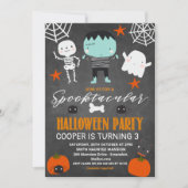 Jongens Chalkboard Halloween Party Verjaardag Kaart (Voorkant)