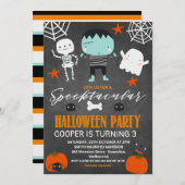 Jongens Chalkboard Halloween Party Verjaardag Kaart (Voorkant / Achterkant)