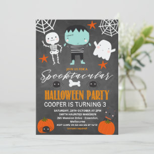 Jongens Chalkboard Halloween Party Verjaardag Kaart