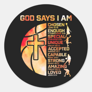 Jongens Christelijk Basketbal God Zegt Religieus G Ronde Sticker