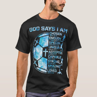 Jongens Christelijk Voetbal God Zegt Dat Ik Religi T-shirt