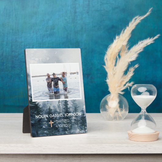 Jongen's Christelijke Baptisme herdenkingsPlaque Fotoplaat (Zijkant)
