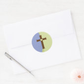 Jongens Communie Kruis Ronde Sticker (Envelop)