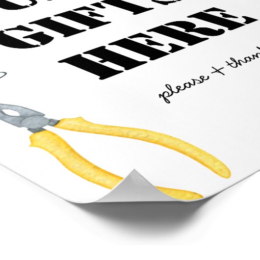 Jongens constructie dump geschenken hier teken poster (Hoek)