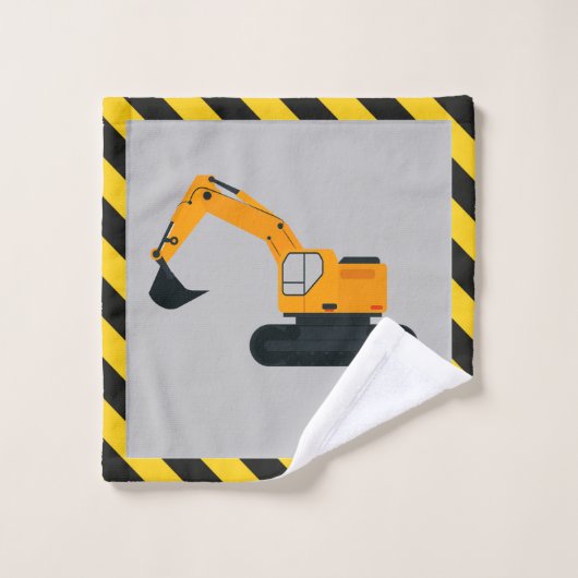 Jongens constructie graafmachines gepersonaliseerd bad handdoek (Wasdoekje)