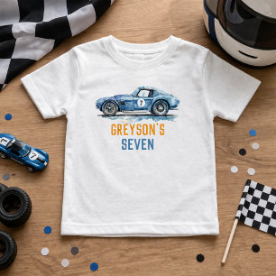 Jongens Cool Blauwe Racende Auto Kinderen Verjaard Kinder Shirts