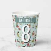 Jongens Cool Blue Comic Book Superhero Kids Verjaa Papieren Bekers (Achterkant)