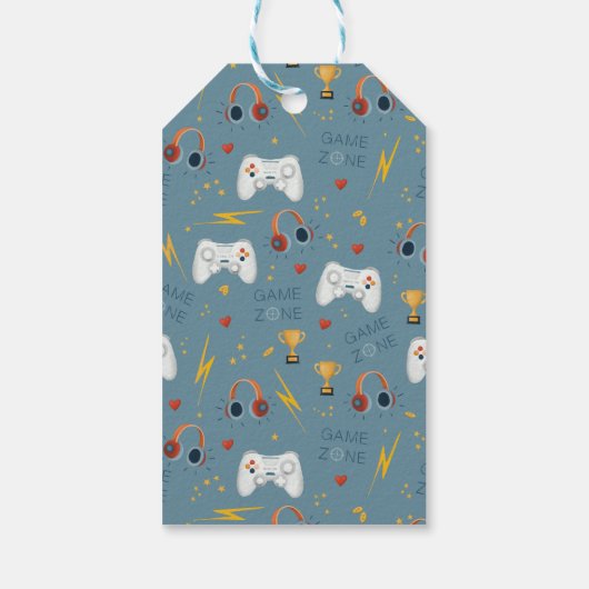 Jongens Cool Blue Gaming Bedankt Kinderen Verjaard Cadeaulabel (Achterkant)