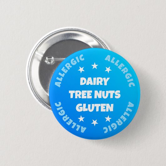 Jongens Cool Blue Noodcontact Voedselallergie Ronde Button 5,7 Cm (Voorkant /achterkant)