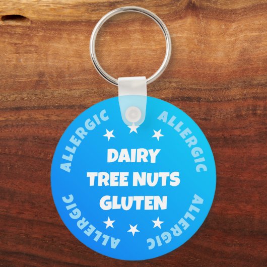 Jongens Cool Blue Noodcontact Voedselallergie Sleutelhanger (Voorkant)