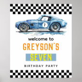 Jongens Cool Blue Racerauto Kinderverjaardag  Poster (Voorkant)