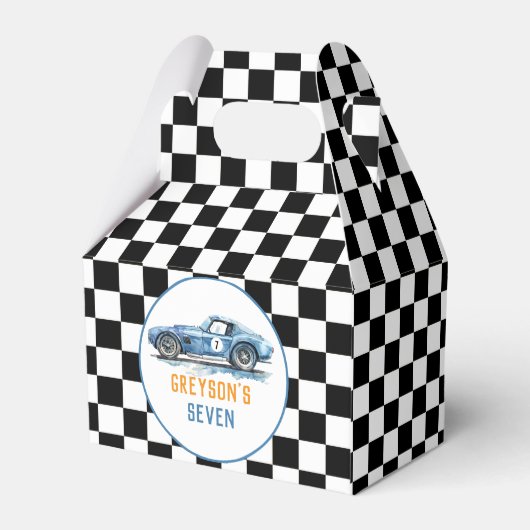 Jongens Cool Blue Racing Auto Kinderen Verjaardag Bedankdoosjes (Achterkant)