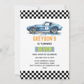 Jongens Cool Blue Racing Auto Kinderen Verjaardag Kaart (Voorkant)