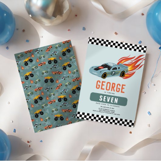 Jongens Cool Blue Racing Auto Kinderen Verjaardag Kaart