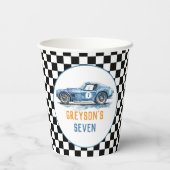 Jongens Cool Blue Racing Auto Kinderen Verjaardag Papieren Bekers (Achterkant)