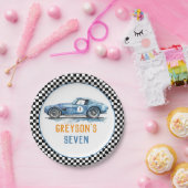 Jongens Cool Blue Racing Auto Kinderen Verjaardag Papieren Bordje (Feest)