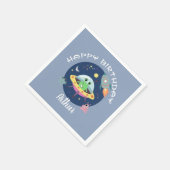 Jongens Cool Blue Space Alien Galaxy Verjaardag Servet (Hoek)