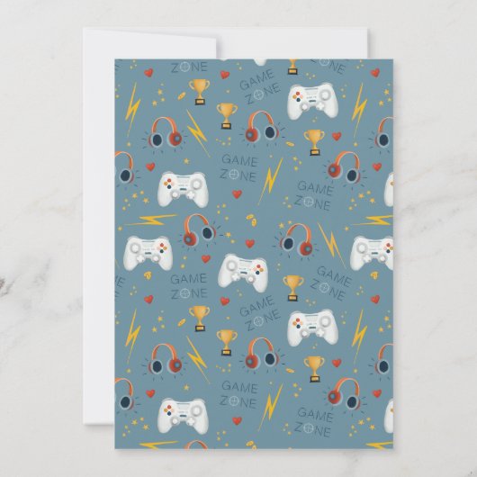 Jongens Cool Blue Videospel Kinderen Verjaardag Kaart (Achterkant)