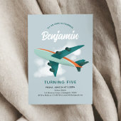 Jongens Cool Blue Vliegtuig Reizen 5e Verjaardag Kaart